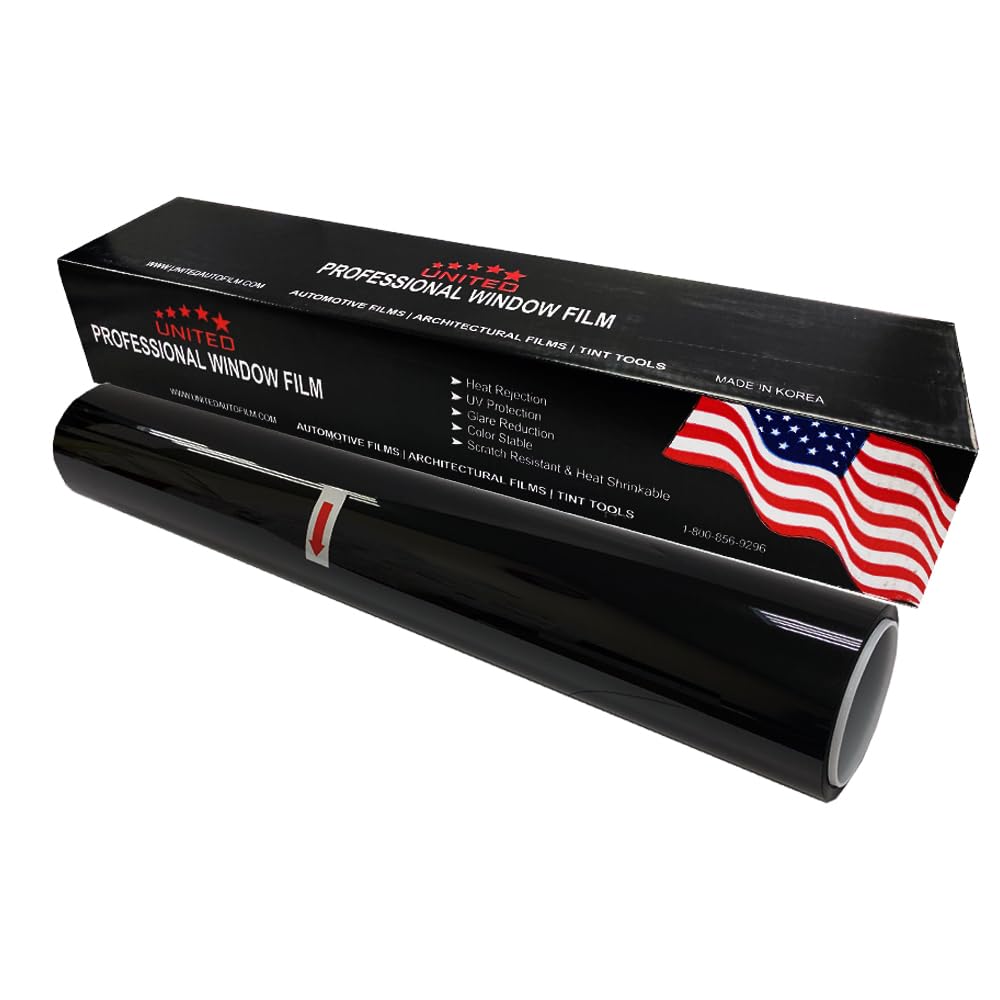 United Window Tint Car Film 5% Vlt 24'' In X 100'Ft Standard Dyed Universal Black 1Ply - Privacy Window Tint For Car Home Blocks