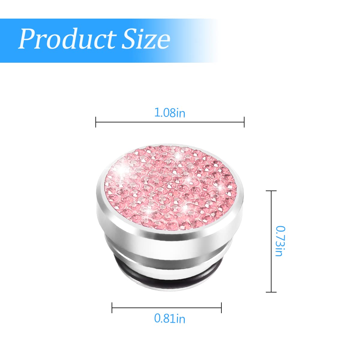 AUKEPO Bling Car Cigarette Lighter Plug Cover, Dustproof Aluminum, Universal Fit for Most Cars, Pink