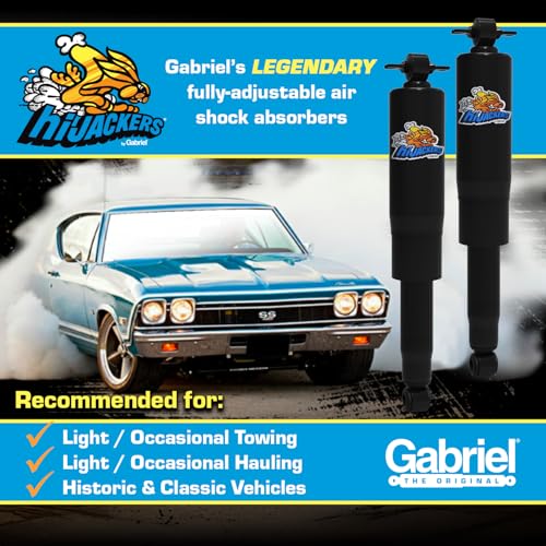 Gabriel HiJackers Rear Adjustable Air Shock Absorbers, Model 49131, Black, Fits American Motors, Buick, Cadillac, Chevrolet, Oldsmobile, Pontiac (1 Pair)