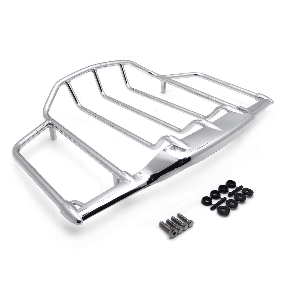 Httmt Mt502-008-Cd Chrome Luggage Rack Trail Compatible With Harley Air Wing Tour Pak Trunk Pack 1993-2013 Harley Electra Street