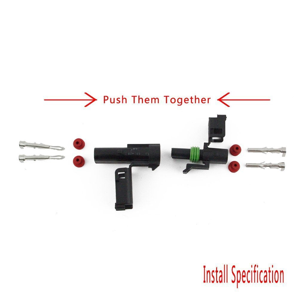 Muyi 10 Kit 2 Pin Waterproof Connector For 20-14 Awg Wire Harness 2.5Mm Series Automotive Electrical Plugs With Replacement Term