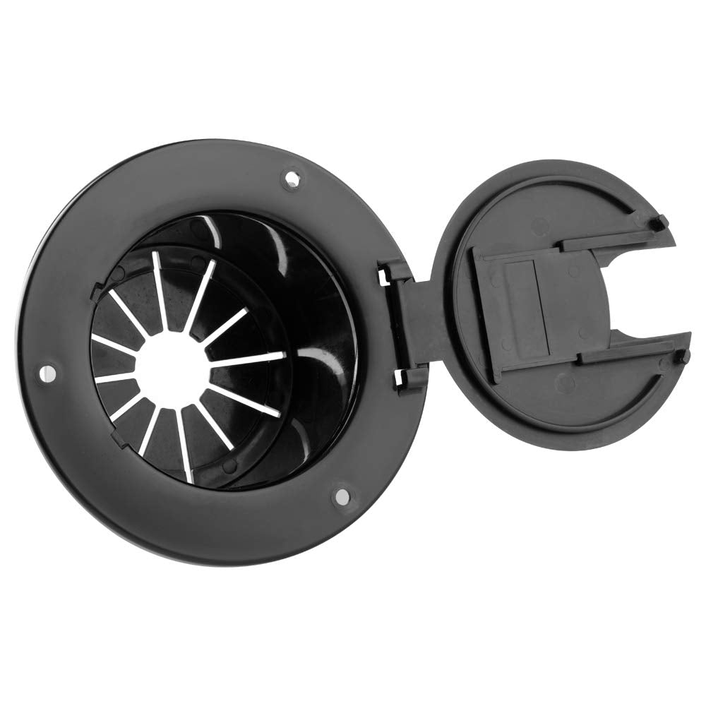 Halotronics 5-Inch Round Electric Cable Hatch for 30/50 Amp Cords, Black - Model HT-EH01B, Durable Plastic Construction