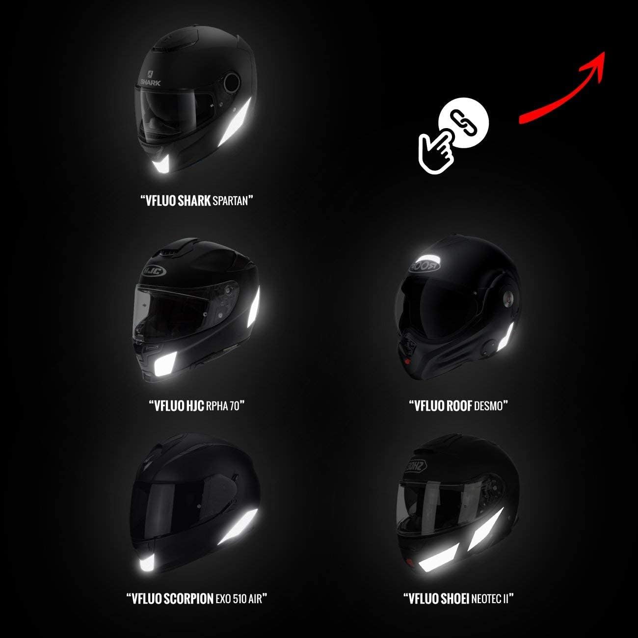 Vfluo - Kit Of Reflective Stickers - Agv K5 S™ Motorcycle Helmet - Approved Stripes Fr - 3M™ Technology - High Visibility & Strength - Discreet & Design - Maximum Grip