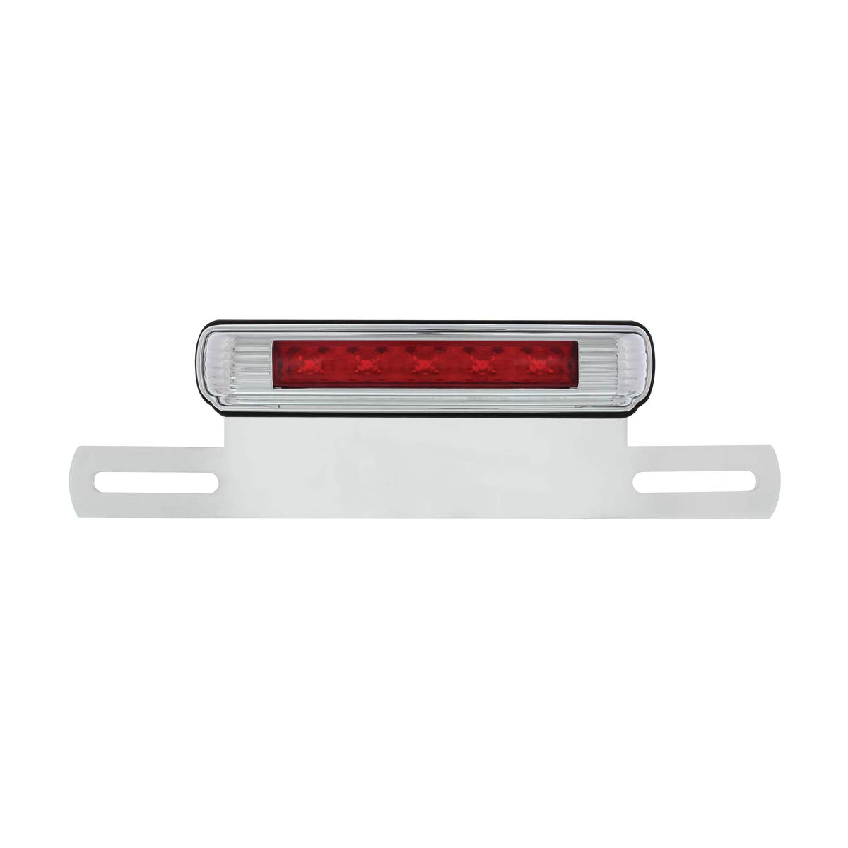 United Pacific Chrome License Plate Light & Bracket With Red Led 3Rd Brake Light - Red Led/Red Lens, S2007Led
