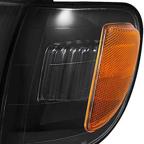 AKKON Headlights Pair for 2000-2004 Toyota Tundra | Black Housing with Corner Lights