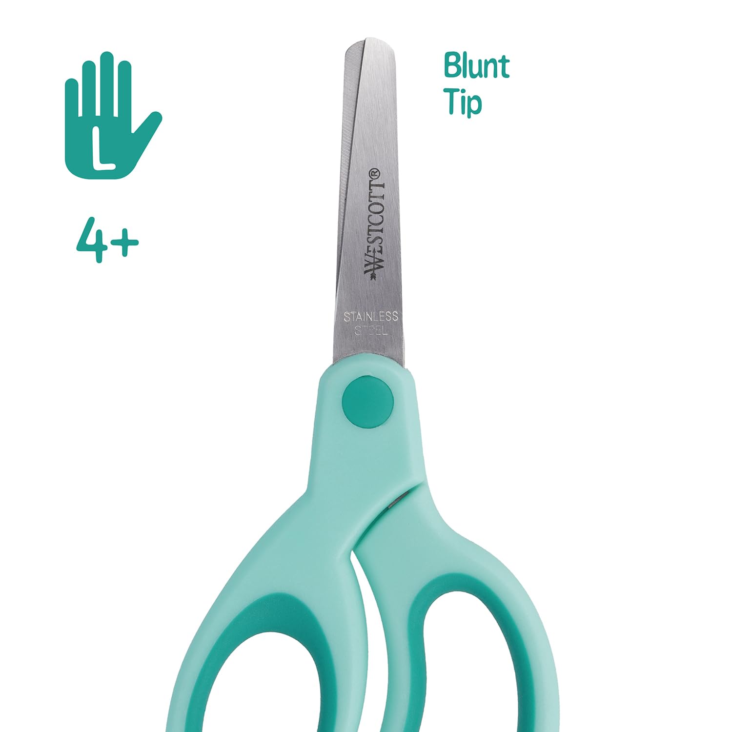 Westcott E-21586 00 Softgrip Kids Scissor Lefty, Blunt Tip, 513 Cm, Turquiose - Turquoise
