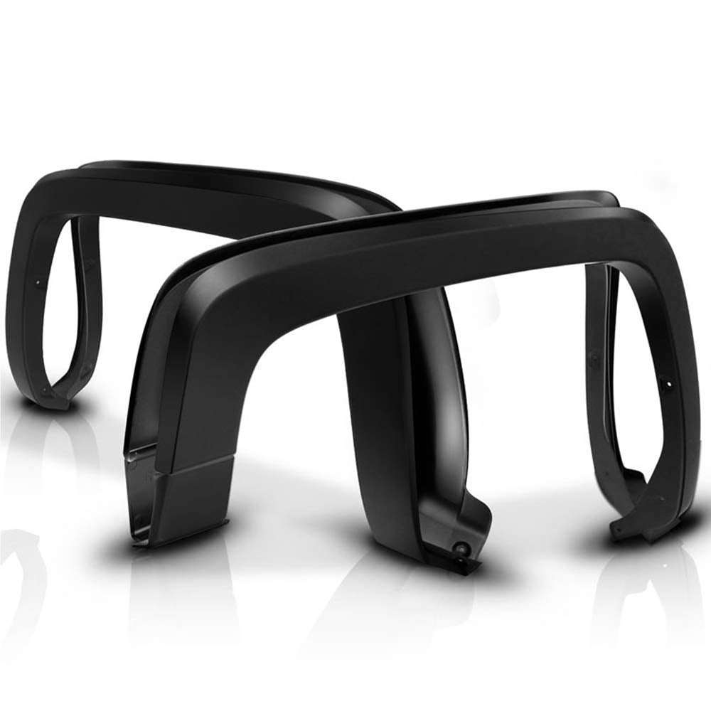 Fender Flares Compatible With 2014-2018 Chevy Silverado 1500 2500HD 3500HD, Factory Style Black PP Injection Right Left Wheel Cover Protector Vent Trim By IKON MOTORSPORTS, 2015 2016 2017 -Like New