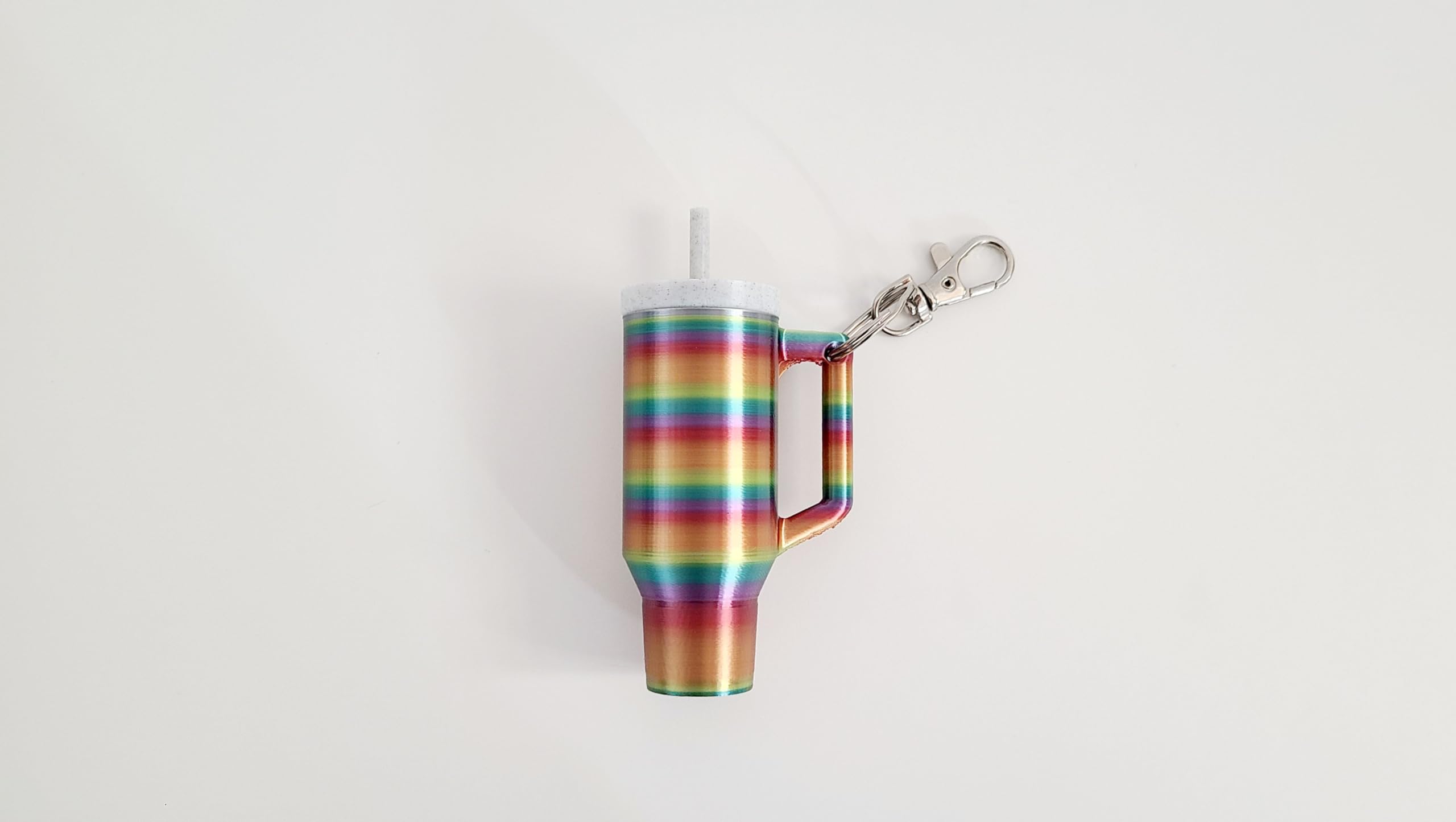 Miniature Stanley Tumbler Cup Replica Keychain - 3D Printed Desk Accessory (Rainbow)