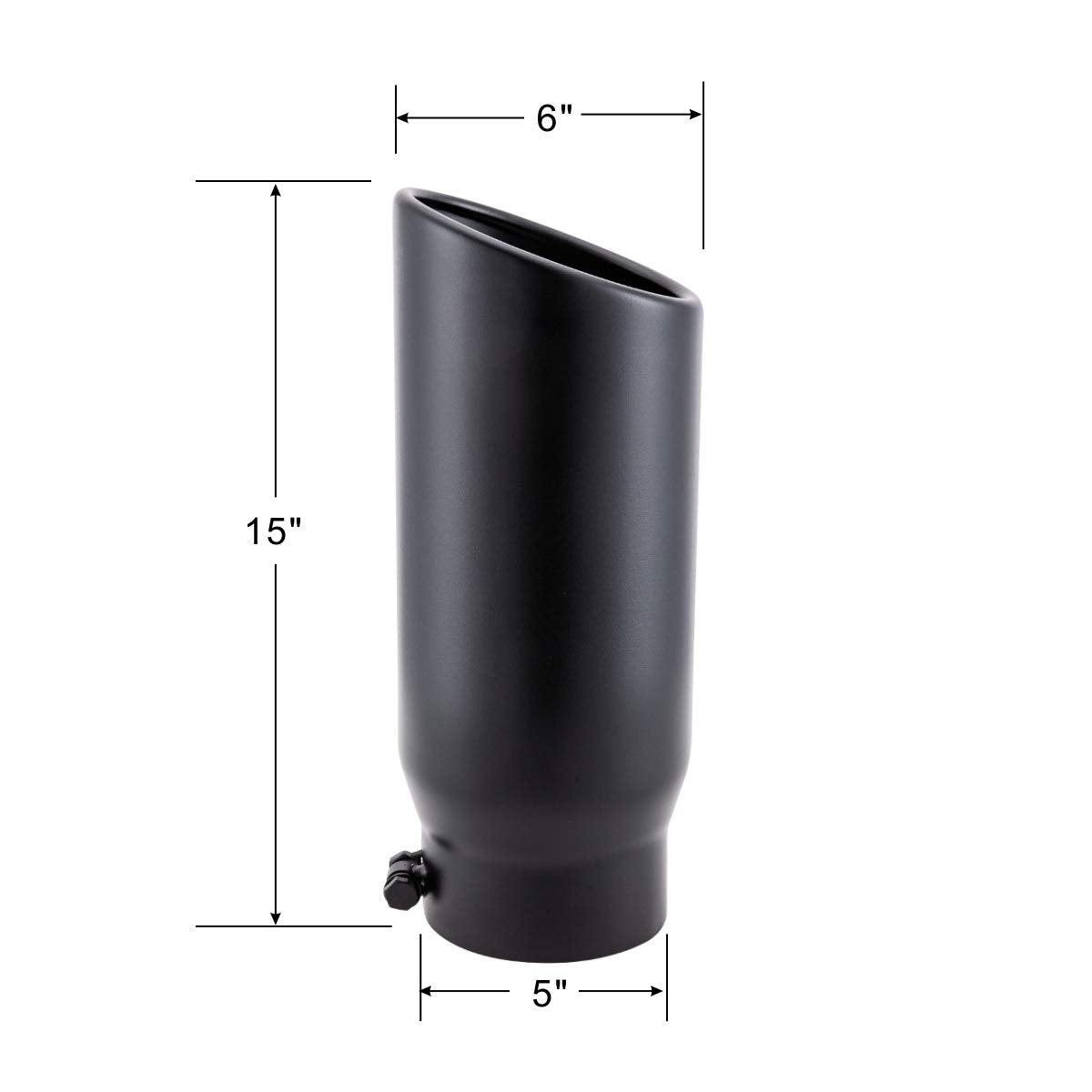 LCGP 5" Inlet Exhaust Tip, 6" Outlet, 15" Long, Stainless Steel, Black Tailpipe