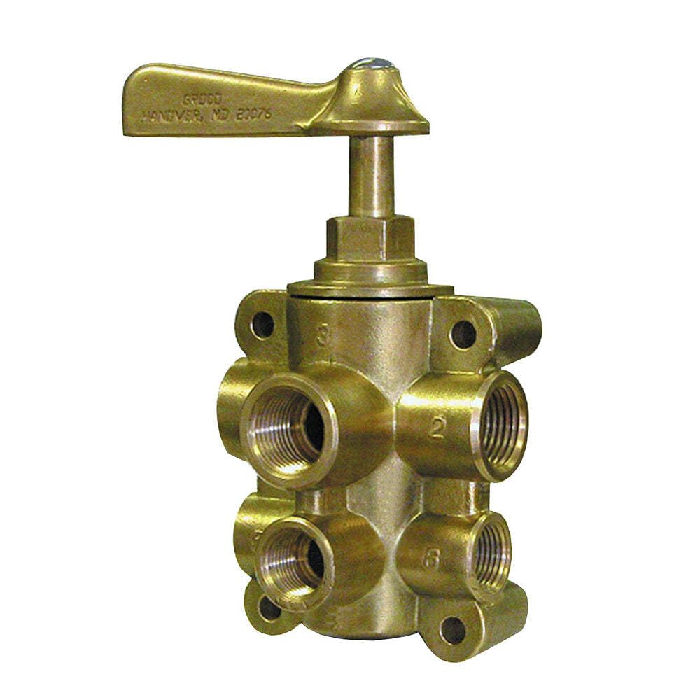 Groco 6-Port Npt Bronze Fuel Valve 1/2 Main - 3/8 Return