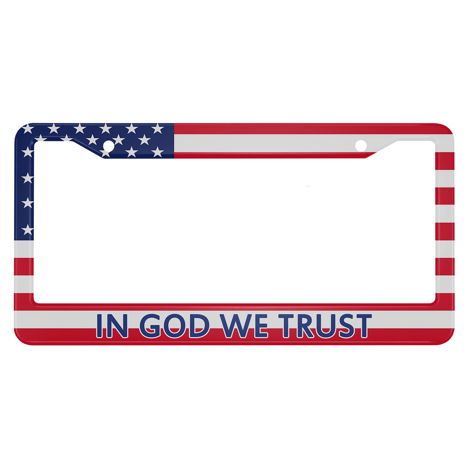 Ofloral In God We Trust Aluminum Alloy License Plate Frame U.S.A Flag American Patriotic Freedom Applicable To Us Standard Metal