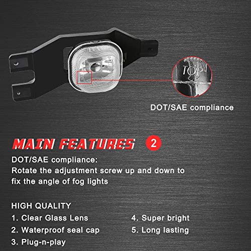 Driving Fog Lights Lamps Replacement For 1999-2004 Ford F250 350 450 550(Super Duty) 2001-2004 Ford Excursion With H10 12V 42W H