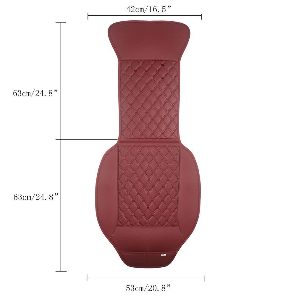 Black Panther Luxury Car Seat Cover, Faux Leather, Anti-Slip, Diamond Pattern, 1 Piece, Red Wine, Model KLXCD01