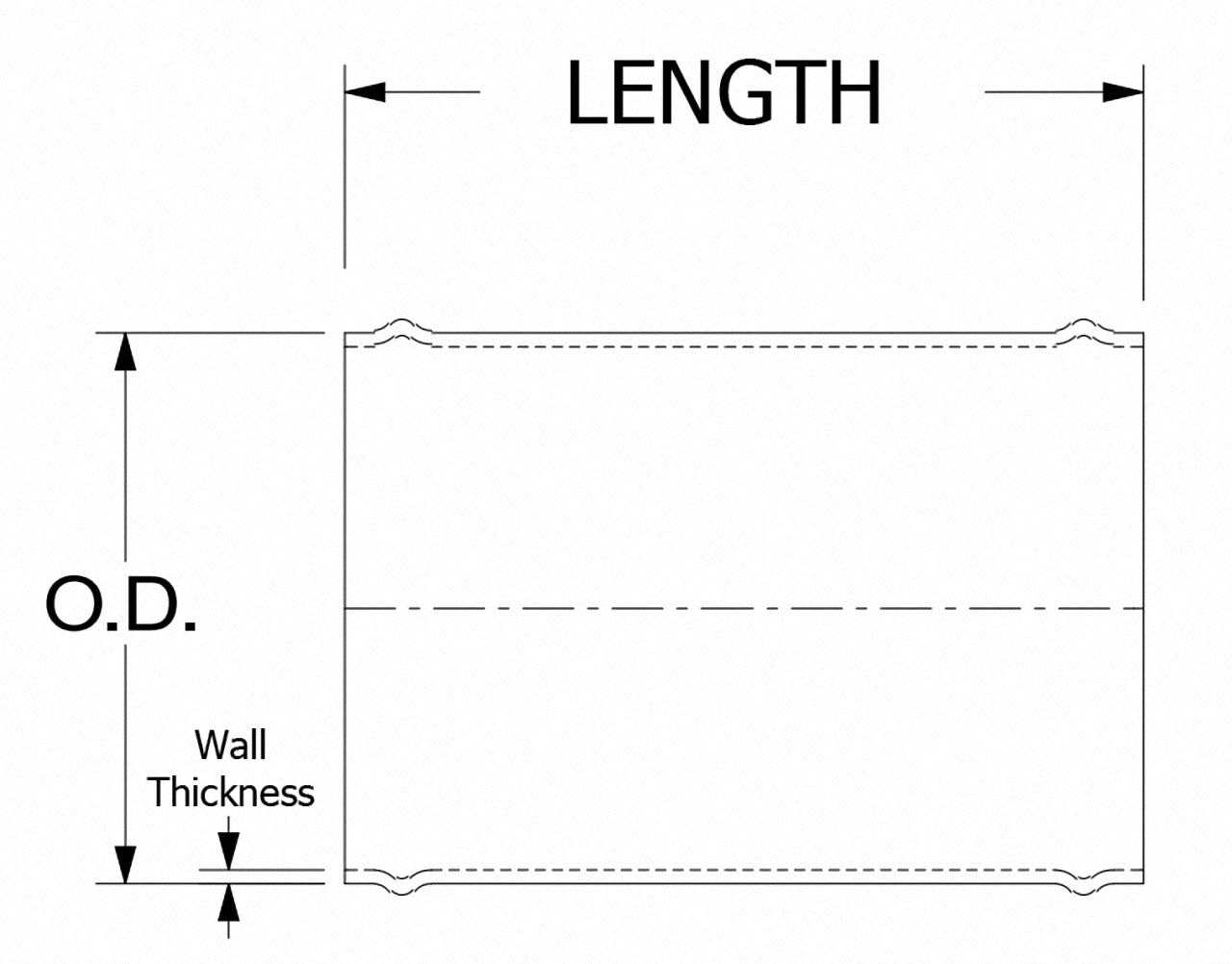 Hps Aj300-400 6061 T6 Aluminum Joiner Tubing With Bead Roll, 16 Gauge, 3 Length, 4 Od, 0.065 Wall Thickness