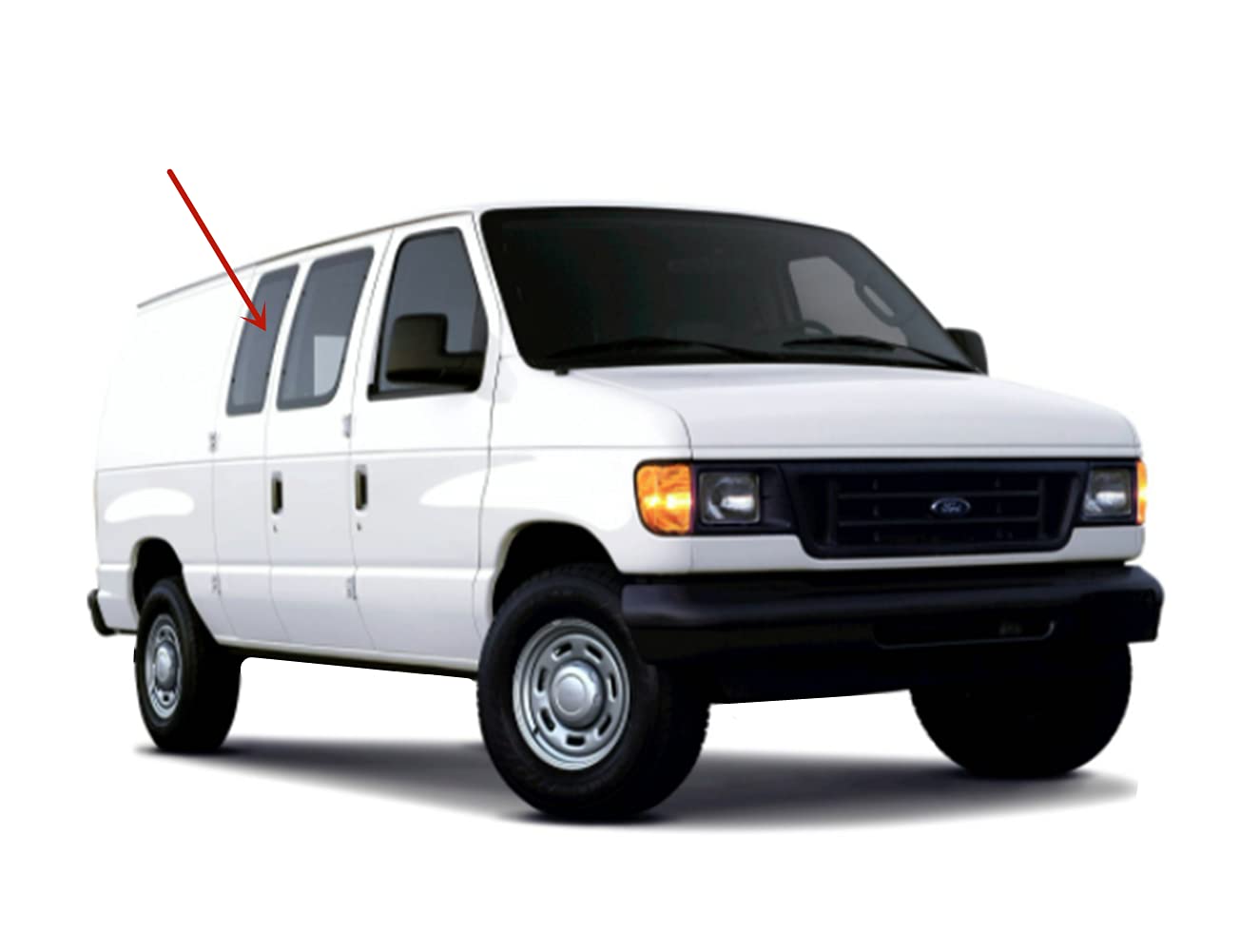 Stationary Passenger Right Side Rear Hinged Body Side Door Window Door Glass Compatible with Ford Econoline E150 E250 E350 Van 1