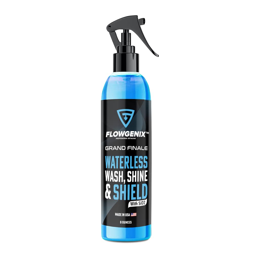 Flowgenix™ Grand Slam 5-Pack - Includes Detailing Spray, Tire Gel, Scratch Repair, Wheel Metal Rust Cleaner, Interior Water-Repellent Vinyl & Leather Cleaner - Includes 2 Microfiber Towels