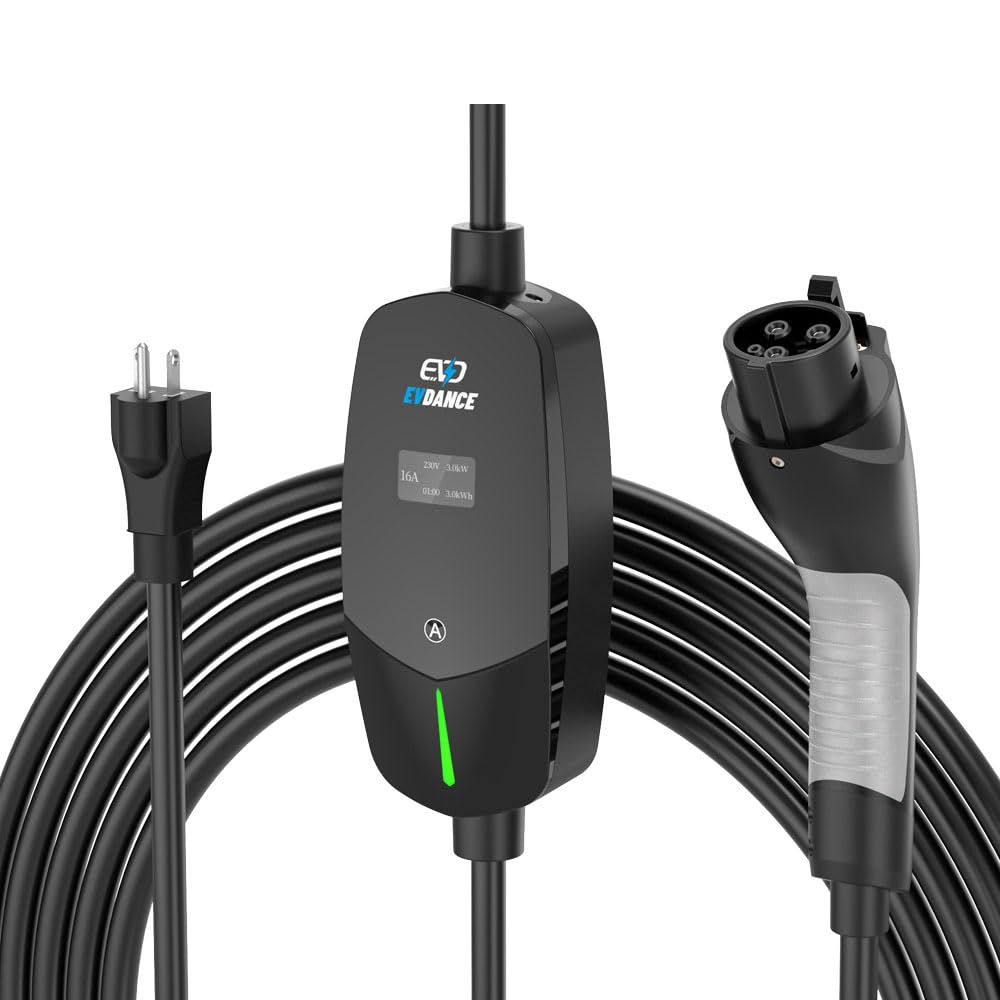 Evdance Ev Charger Level 1/2 6-16A Adjustable, Ev Chargers For Home With 25 Ft J1772 Ev Charging Cable, Electric Vehicle Chargin