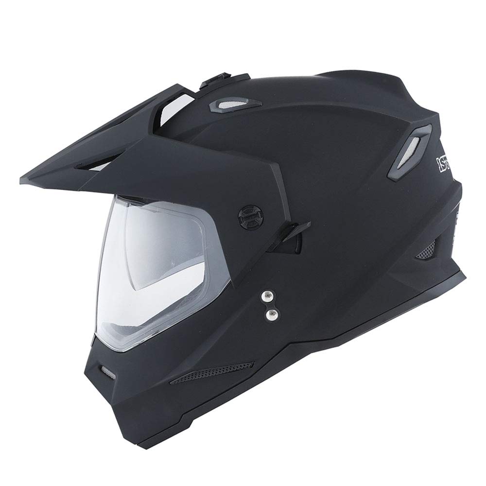 1Storm Dual Sport Motorcycle Helmet, Full Face, Dual Visor, Medium, Matt Black, Model HF802, Plastic Material