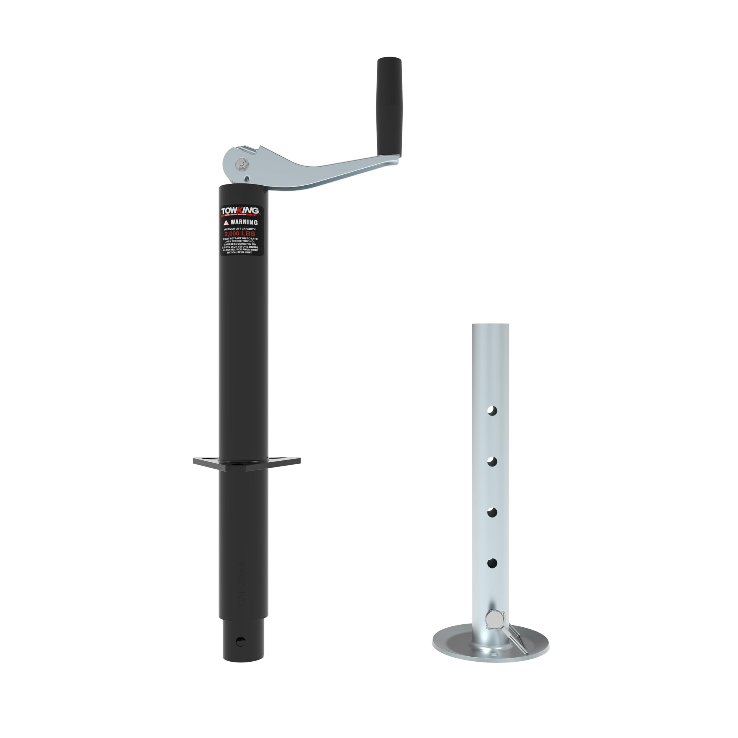 TOWKING A Frame Trailer Jack with Drop Leg, 15 Vertical Travel, 2000 lbs, for RV, Trailer and More