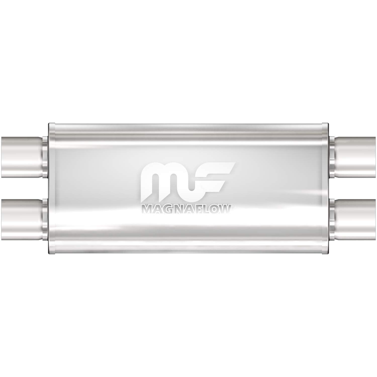 Magnaflow Performance Exhaust Muffler 12468: 2.5/2.5 Inlet/Outlet, 5X8X18 Oval, Stainless Steel, Satin Finish