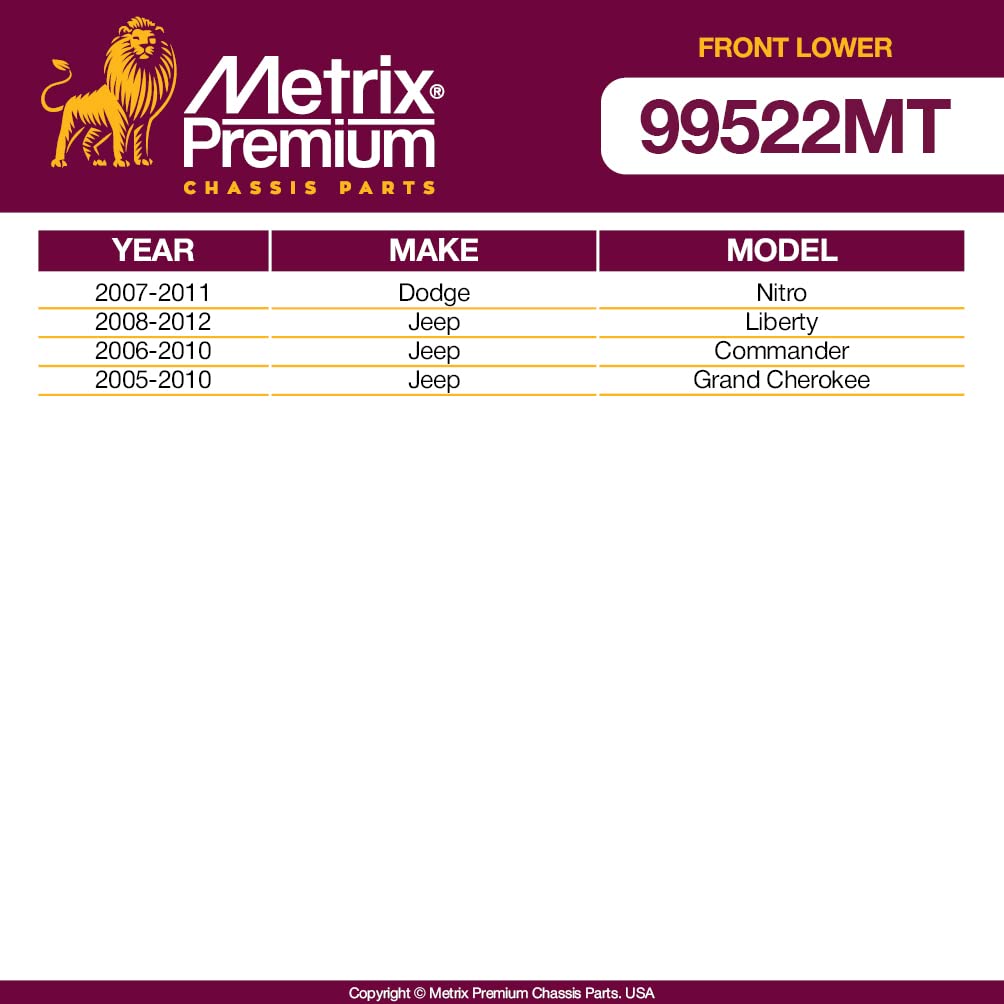 Metrix Premium Chassis Parts - 2 Pc Front Lower Ball Joint Kit Fits 07-11 Dodge Nitro, 12 Nitro (Mexico), 08-13 Jeep Liberty, 06-10 Commander, 05-10 Grand Cherokee, K80629, Made In Europe