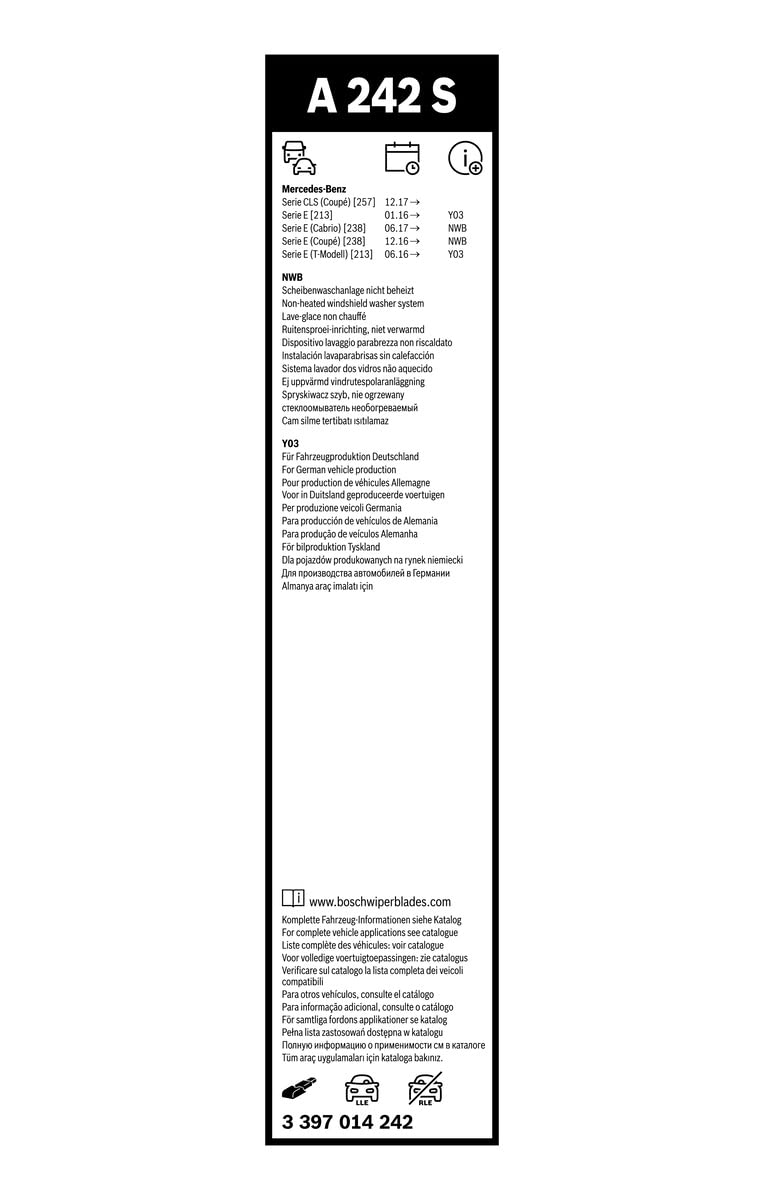Bosch 3397014242 Aerotwin Oe Replacement Wiper Blades Driver & Passenger Side - Set Of 2 (24'' & 22'')
