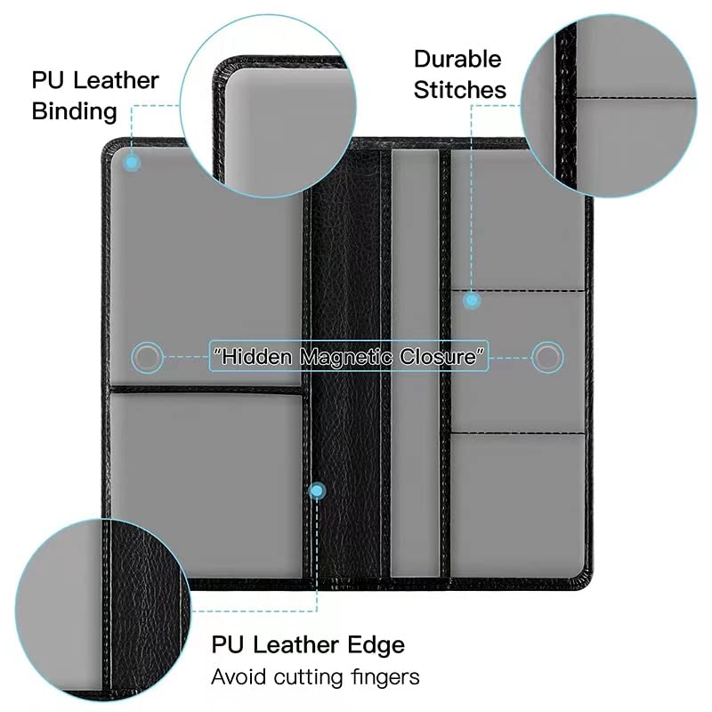 Valardoh Premium Car Document Holder, Vinyl, Black, Model V-QCWJJ-BK001, for Registration & Insurance Cards, Driver License