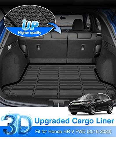 Cartist Cargo Liner Custom Fit For Hr-V Hrv 2016-2022 Fwd Models All Weather Trunk Mat High Side Waterproof Black Tpe