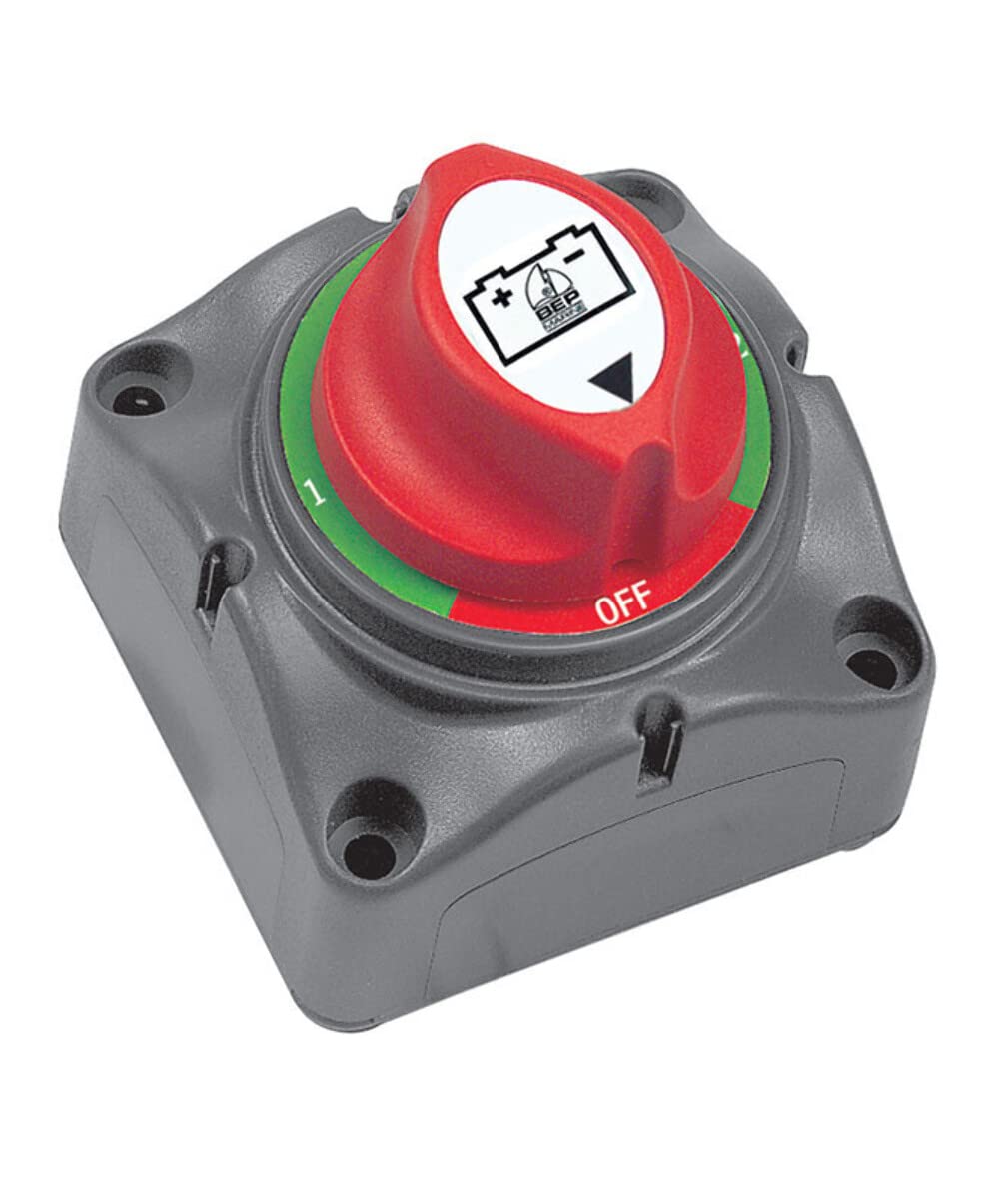 BEP 701S Battery Switches - 1-2-Both-Off, Gray, Red, 2.75 x 2.75 x 3