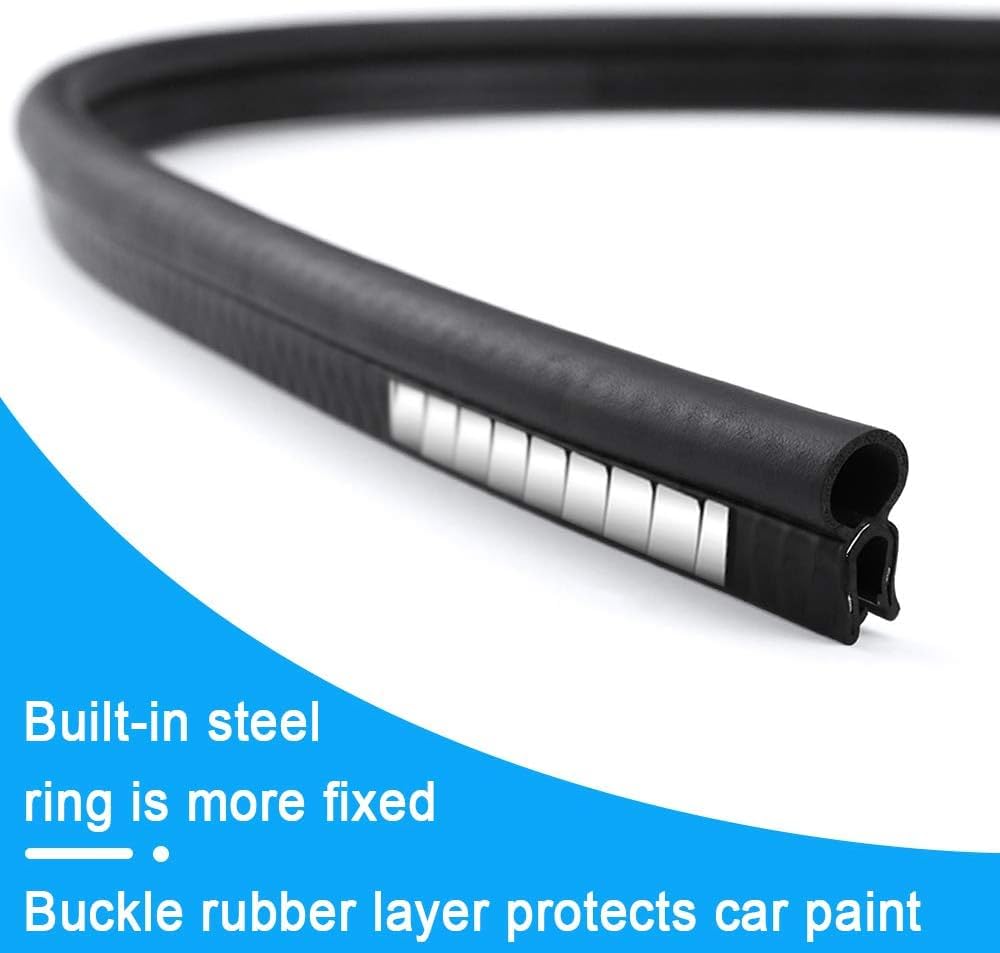 Storystore Automotive Door Weather Stripping 13Ft Car Door Rubber Edge Trim Seal Strip Gasket with Top Car Door Seal Strip for B