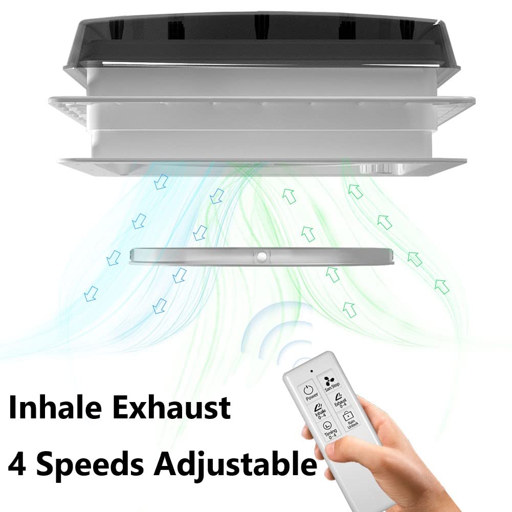 2012 Electric Air Max 14'' Vent Rv Roof Vent Reversible Exhuast Fan, Ultra Low Sound Level Permanent Rv Air Ventilation Ceiling