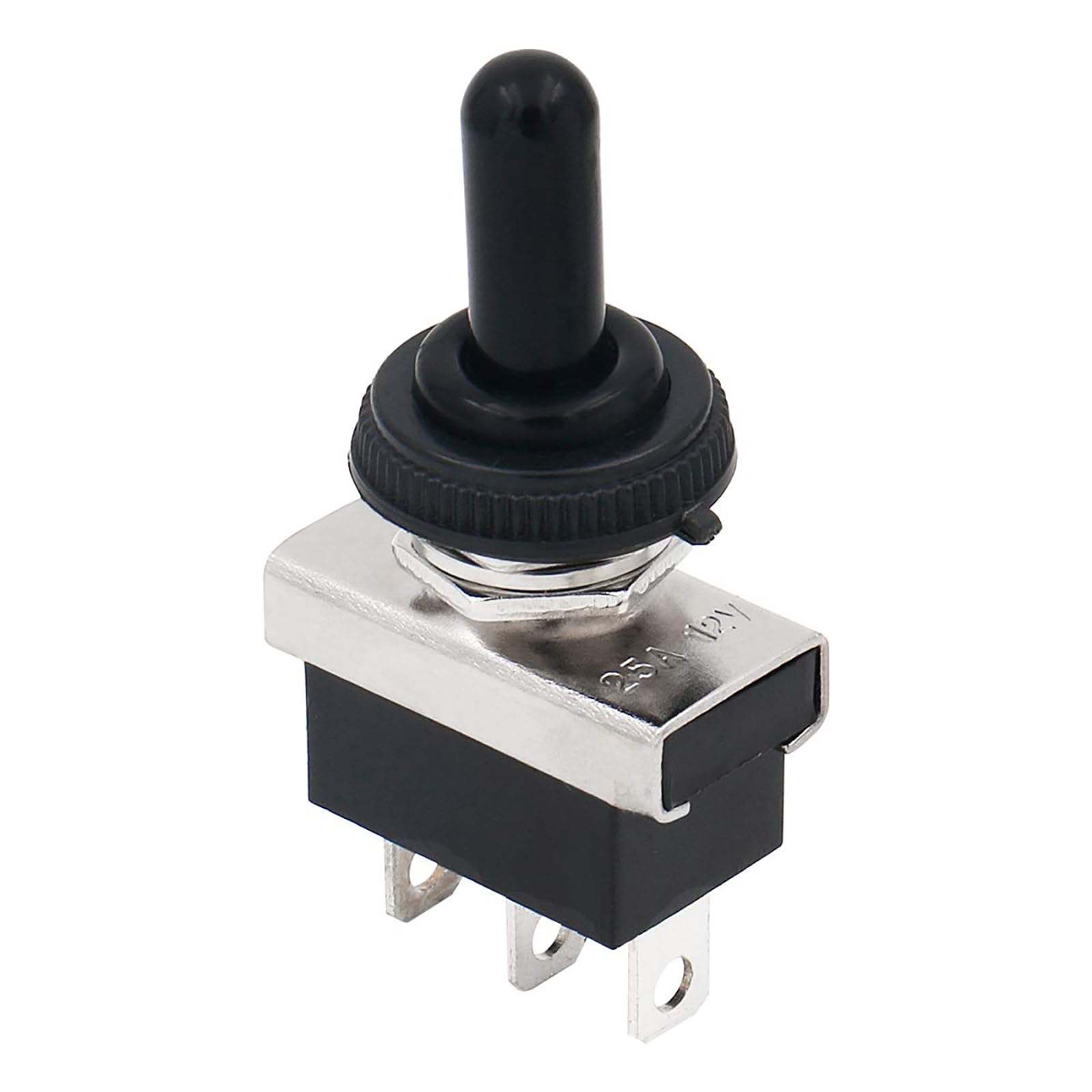 Baomain Car Toggle Switch Spdt Latching (Maintained) On-Off-On 3 Pin 3 Position 12V/25A With Waterproof Cover For Auto Car (1Pcs)