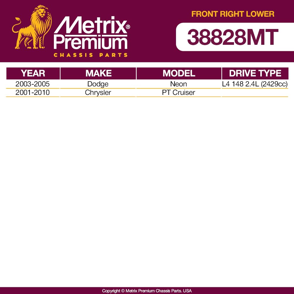 Metrix Premium Chassis Parts - Front Right Lower Control Arm W Ball Joint & Bushing Assembly Fits 2003-2005 Dodge Neon, 2001-201