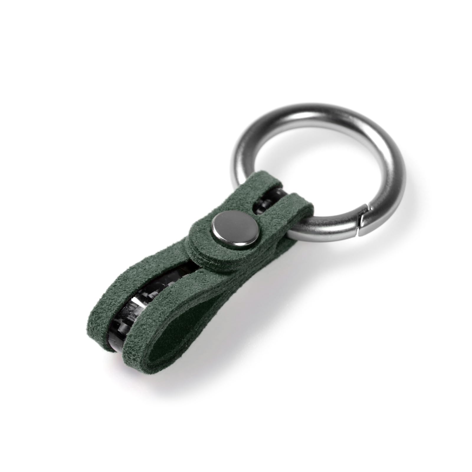 BETTERHUMZ for Alcantara Leather Keychain Carbon Fiber Key Chain Car Key Lanyard Home Keyrings Accessories (Green)