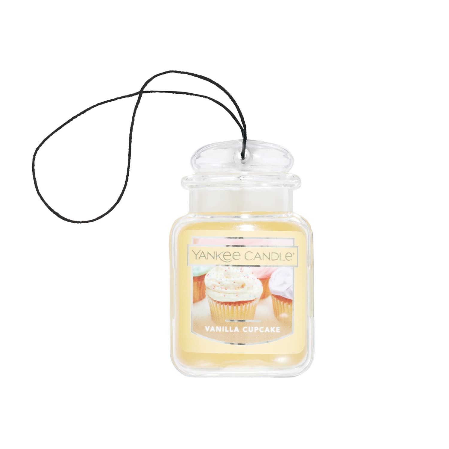 Yankee Candle Car Air Fresheners, Hanging Car Jar Ultimate Vanilla Cupcake Scented, Neutralizes Odors Up To 30 Days, Gray, 1 Cou