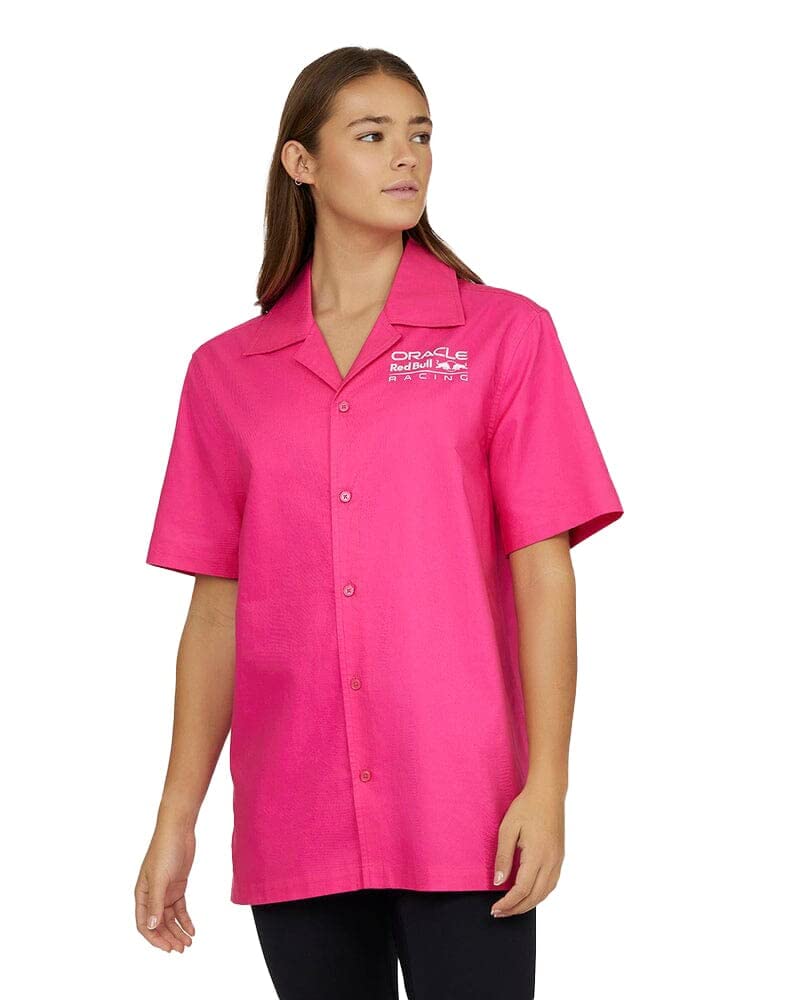 Castore Red Bull Racing F1 Miami Button Down Shirt, Medium, Cotton, Pink, Model TU4345