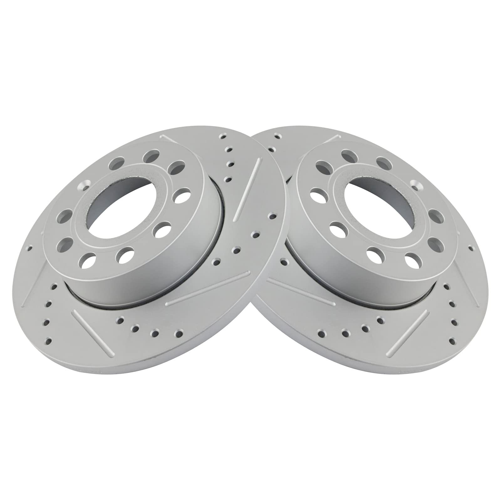 Trq Rear Performance Brake Rotors Set Premium G-Coated Cross Drilled & Slotted Compatible With 2008-2013 Audi A3 A3 Quattro 2010