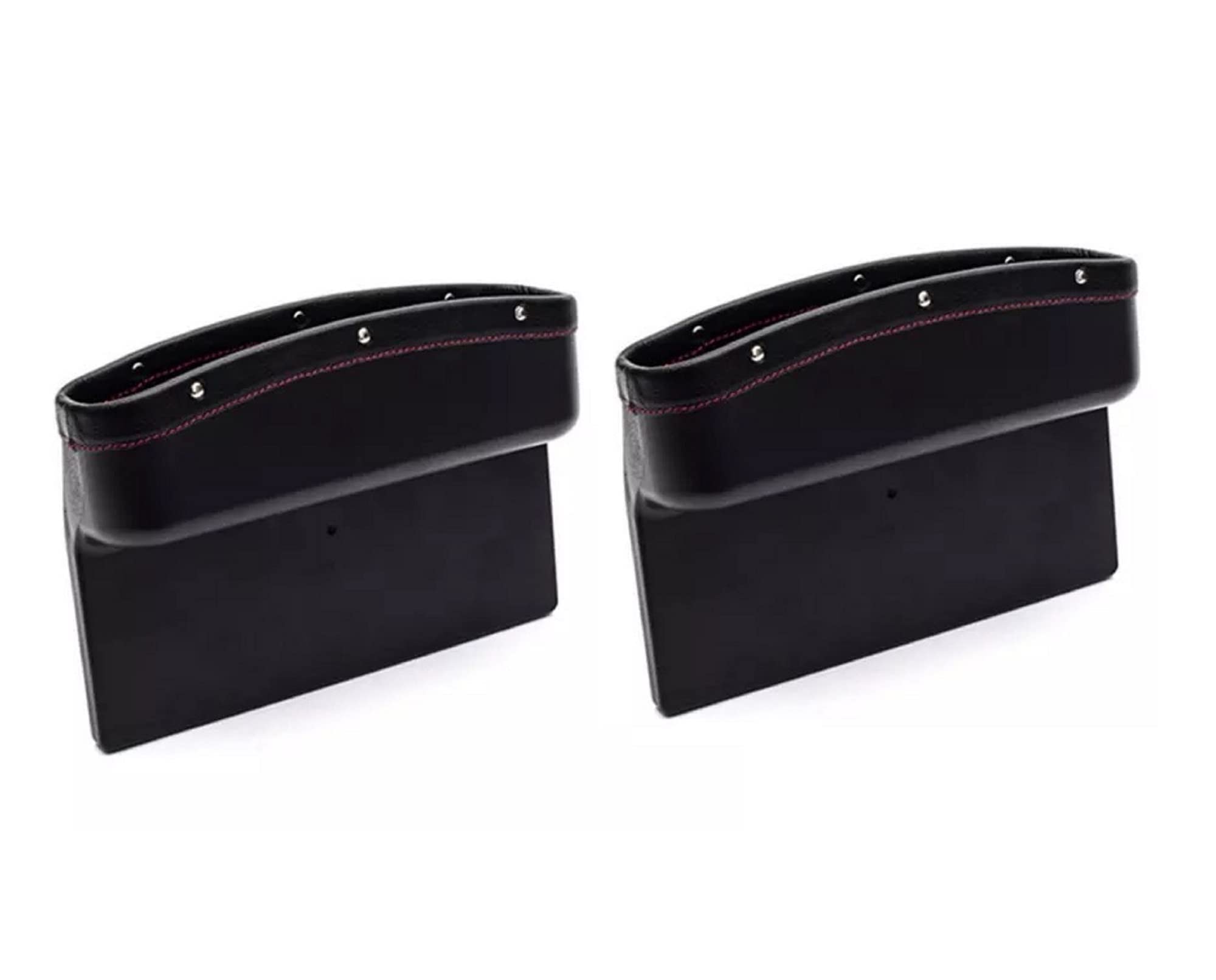 Augen Car Console Side Storage Organizer Seat Gap Filler Leather Pu Pockets Card Mobile Holder Storage Box (Black)(Pack Of 2)