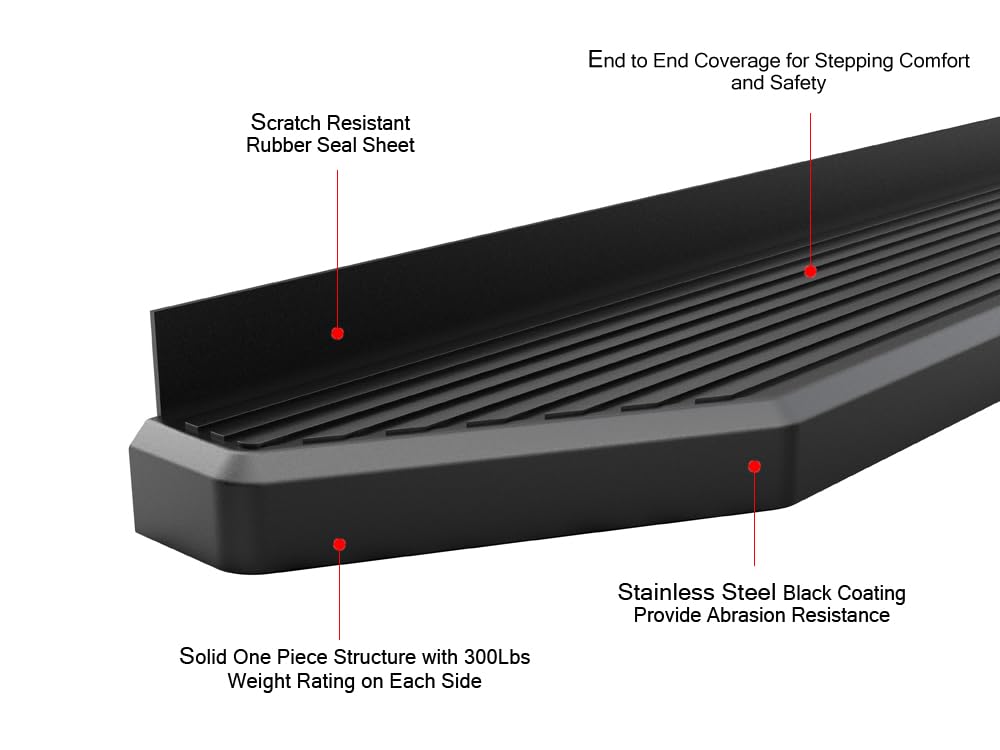 Hd Ridez Flat Style Board 6' Black Compatible With Toyota Tacoma 2005-2023 Double Crew Cab (Nerf Bar Side Steps Side Bars)