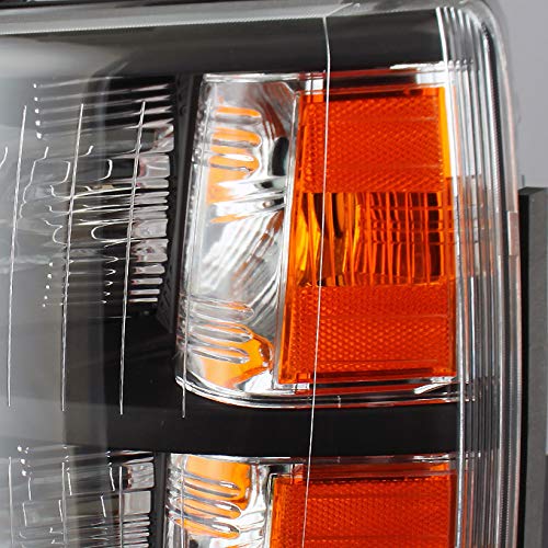 Akkon - For 2007-2013 Chevy Silverado Replacement Black Bezel Headlights Driver/Passenger Head Lamps Pair Replacement
