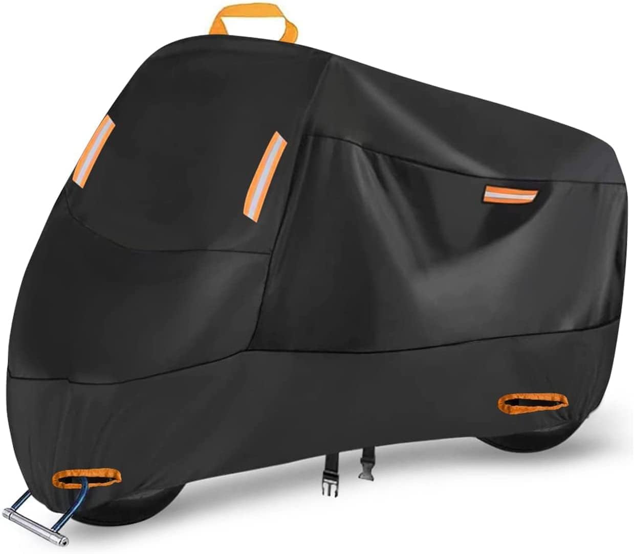 Bike Cover Outdoor Storage Waterproof For 1 Bike, 300D Oxford, Lock Holes, Reflective, Windproof Buckles, Bike Tarp For Mountain