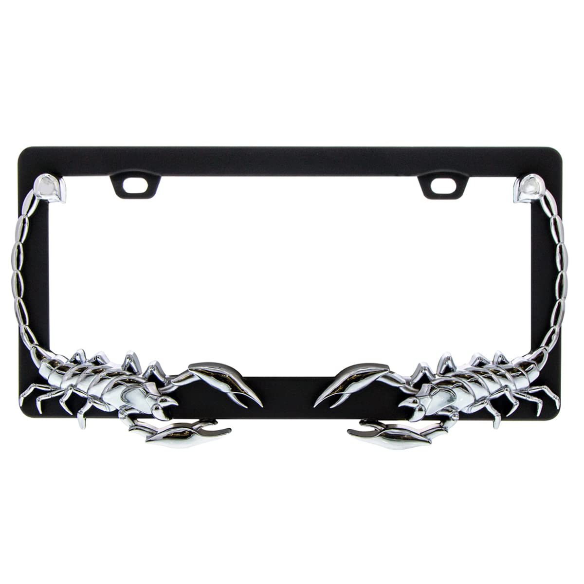 United Pacific Universal Die-Cast Metal, Chrome Scorpion License Plate Frame Holder For Cars, Trucks, Rvs, Semi, Car Accessories
