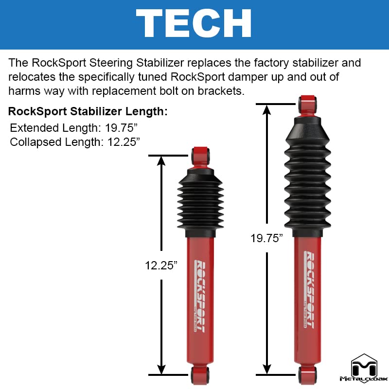 MetalCloak Rocksport RED Steering Stabilizer Kit for JK Wrangler - Enhanced Valving & Performance, Easy Installation, Made in USA