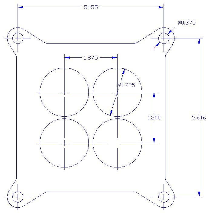 Canton Racing Products ''85-154 Phenolic Carburetor Spacer (For 4150/4160 Holley 4 Hole 1/4''), 1 Pack''