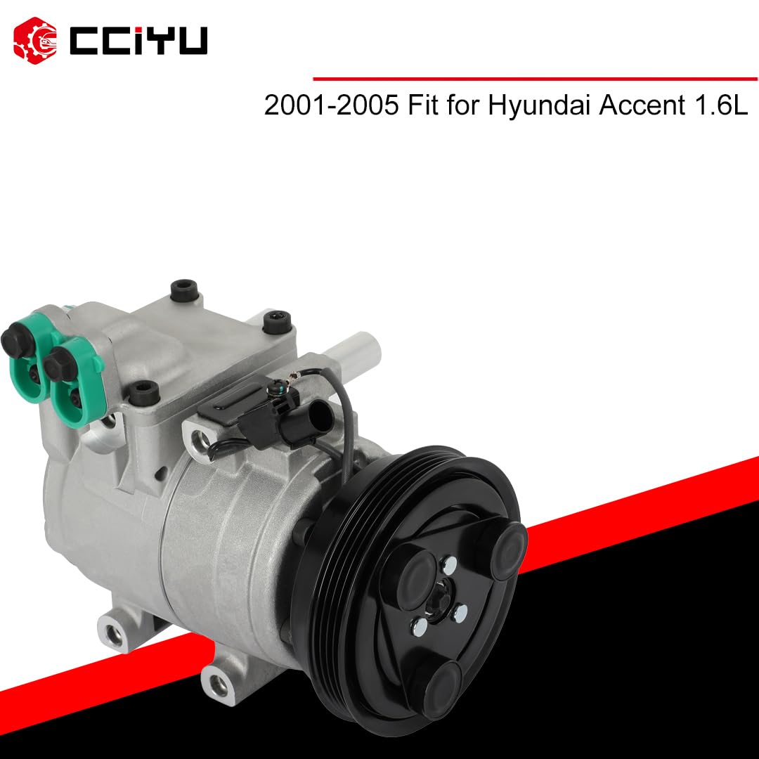 cciyu Air Conditioning Compressor 2001-2005 Fit for Hyundai Accent 1.6L AC Compressor Pump