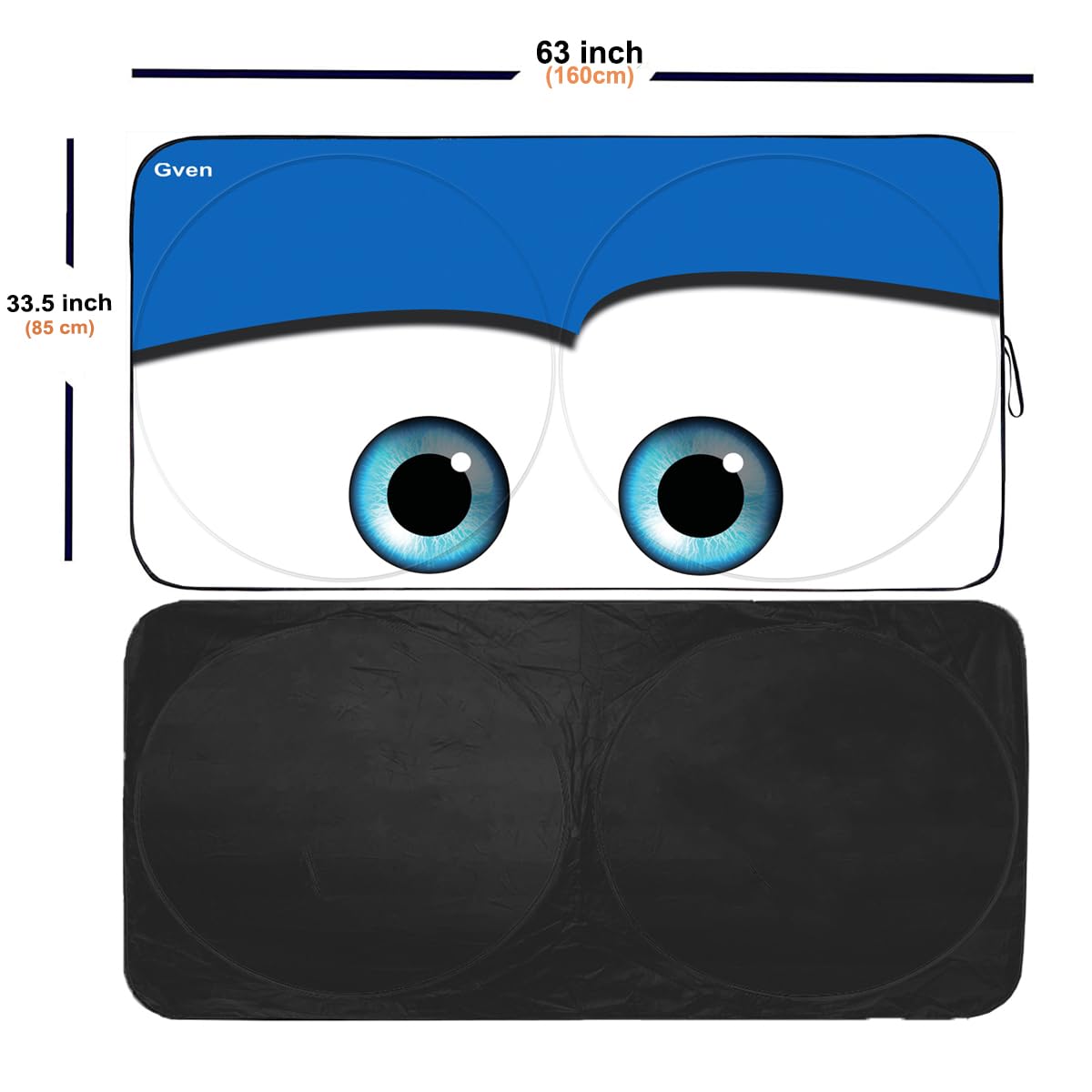 Gven Windshield Sun Shade, 2024 Car Sun Shade For Front Windshield Funny Car Eyes Sunshades Sun Visor Protector Blocks Uv Rays F
