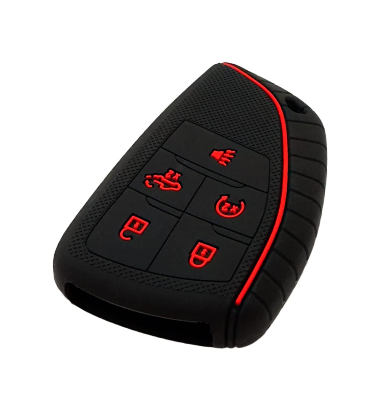 Reprotecting Silicone Rubber Key Fob Cover Compatible With 2022 2023 Chevrolet Silverado 1500 Gmc Sierra 1500 (Black Red)