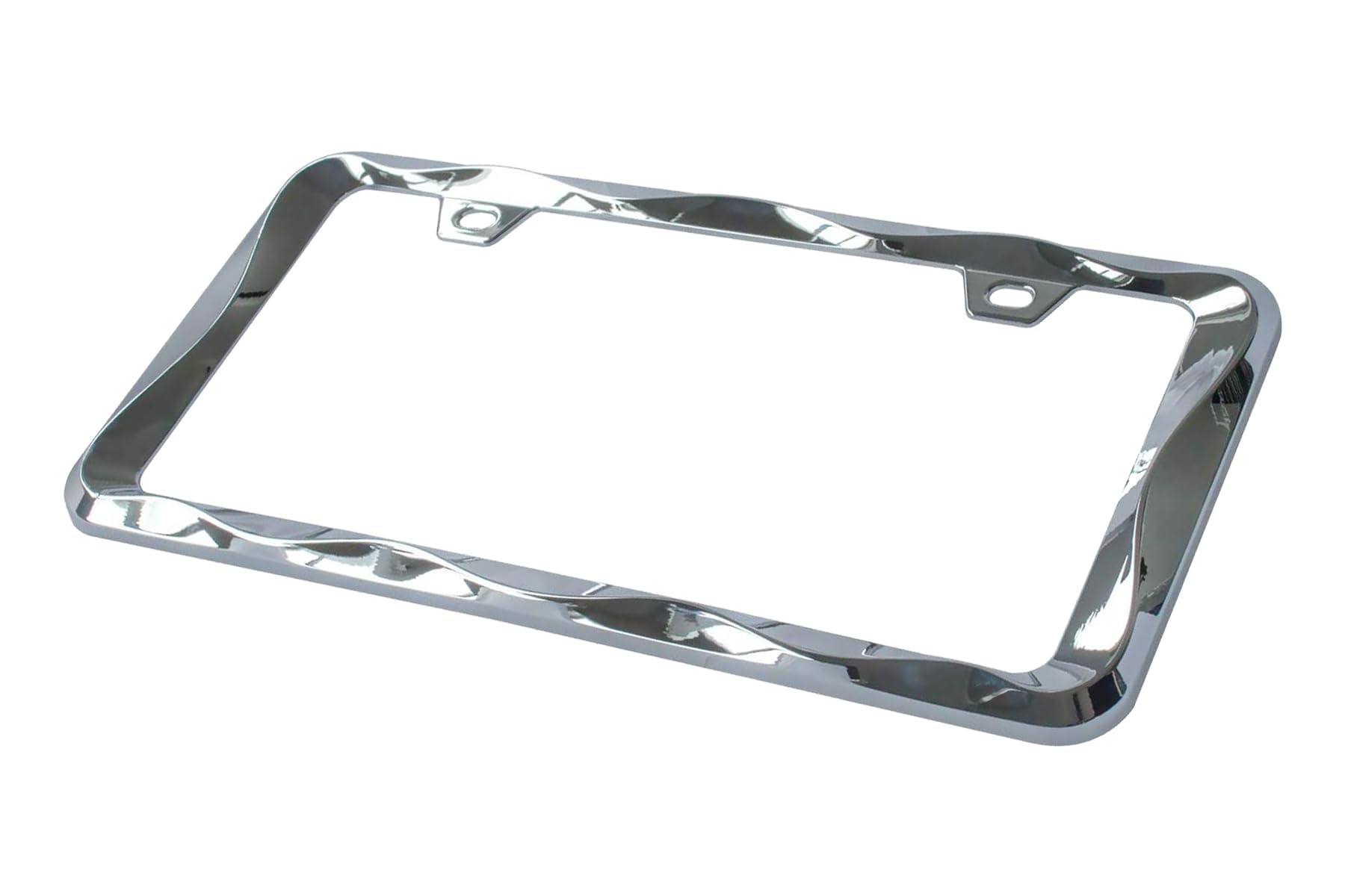 Creathome Chrome License Plate Frame - 3D Curly Wave Pattern, Zinc Alloy Metal, Model CHLPF18003, Size 1