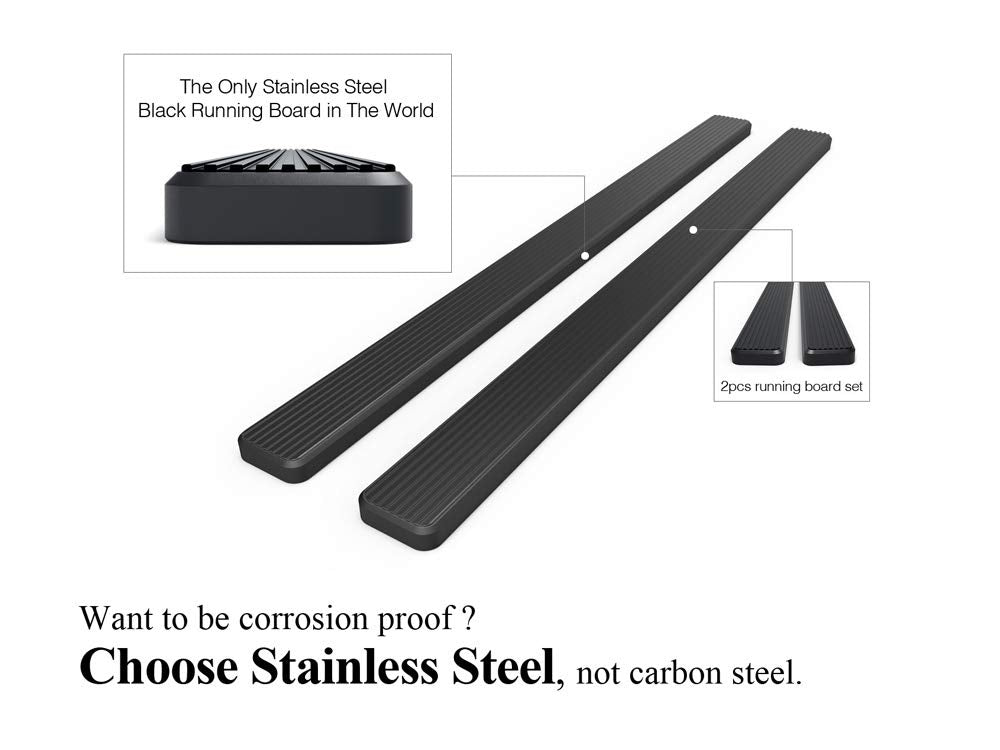 Aps Running Boards 5In Black Compatible With Ram 1500 2009-2018 Crew Cab & Ram 2500 3500 2010-2024 (Nerf Bars Side Steps Side Ba