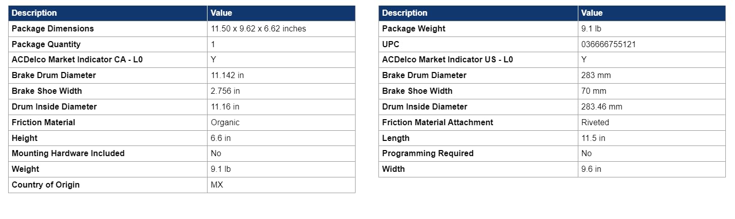 ACDelco Gold 17473R Riveted Rear Drum Brake Shoe Set
